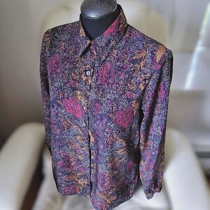 Vtg 90s multicolour snakeskin print button-down blouse